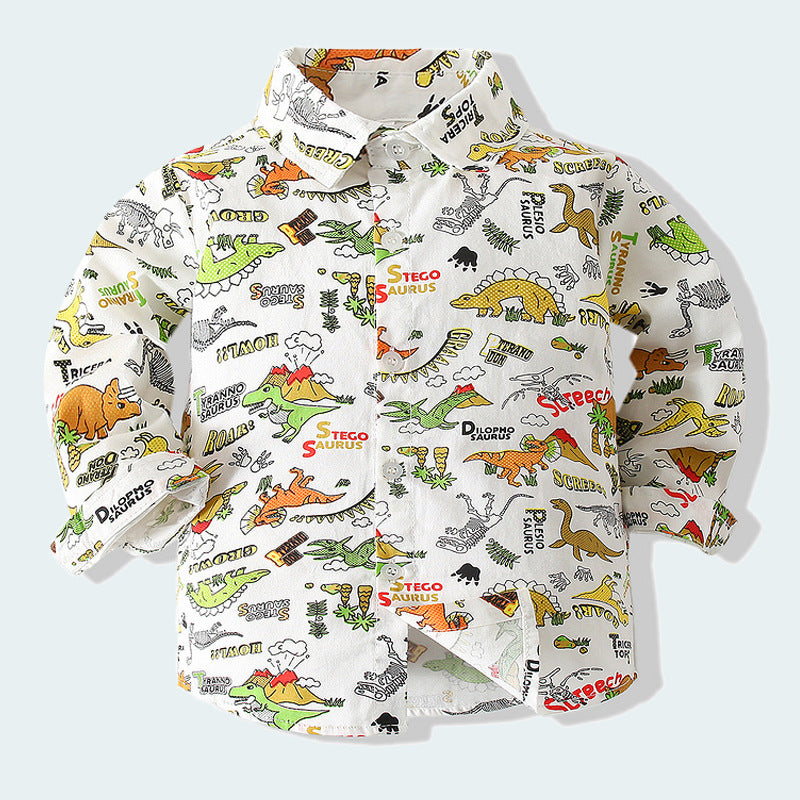 Baby Kid Boys Dinosaur Print Shirts Wholesale 23030369