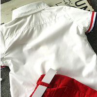 Load image into Gallery viewer, 2 Pieces Set Baby Kid Boys Color-blocking Flower Print Shirts And Ripped Shorts Wholesale 23030801
