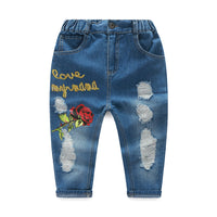 Load image into Gallery viewer, 3 Pieces Set Baby Kid Girls Flower Print T-Shirts Jackets Outwears And Ripped Pants Wholesale 23030802
