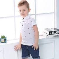 Load image into Gallery viewer, 2 Pieces Set Baby Kid Boys Cartoon Print Polo Shirts And Solid Color Shorts Wholesale 23030804
