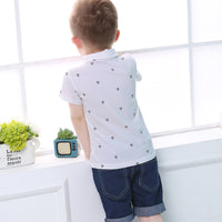 Load image into Gallery viewer, 2 Pieces Set Baby Kid Boys Cartoon Print Polo Shirts And Solid Color Shorts Wholesale 23030804
