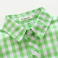 Load image into Gallery viewer, 2 Pieces Set Baby Kid Boys Checked Shirts And Solid Color Shorts Wholesale 23030805
