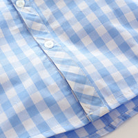 Load image into Gallery viewer, 2 Pieces Set Baby Kid Boys Checked Shirts And Solid Color Shorts Wholesale 23030805
