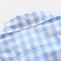 Load image into Gallery viewer, 2 Pieces Set Baby Kid Boys Checked Shirts And Solid Color Shorts Wholesale 23030805
