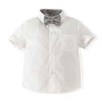Load image into Gallery viewer, 2 Pieces Set Baby Boys Solid Color Bow Shirts And Rompers Wholesale 23030806

