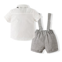 Load image into Gallery viewer, 2 Pieces Set Baby Boys Solid Color Bow Shirts And Rompers Wholesale 23030806
