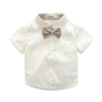 Load image into Gallery viewer, 2 Pieces Set Baby Boys Solid Color Bow Shirts And Rompers Wholesale 23030806
