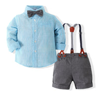 Load image into Gallery viewer, 2 Pieces Set Baby Boys Solid Color Bow Shirts And Rompers Wholesale 23030807
