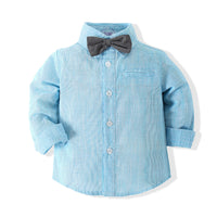 Load image into Gallery viewer, 2 Pieces Set Baby Boys Solid Color Bow Shirts And Rompers Wholesale 23030807
