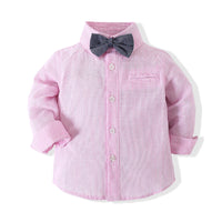 Load image into Gallery viewer, 2 Pieces Set Baby Boys Solid Color Bow Shirts And Rompers Wholesale 23030807
