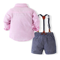Load image into Gallery viewer, 2 Pieces Set Baby Boys Solid Color Bow Shirts And Rompers Wholesale 23030807
