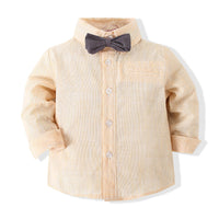 Load image into Gallery viewer, 2 Pieces Set Baby Boys Solid Color Bow Shirts And Rompers Wholesale 23030807
