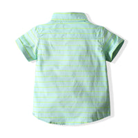 Load image into Gallery viewer, 2 Pieces Set Kid Boys Striped Shirts And Solid Color Rompers Wholesale 23030809
