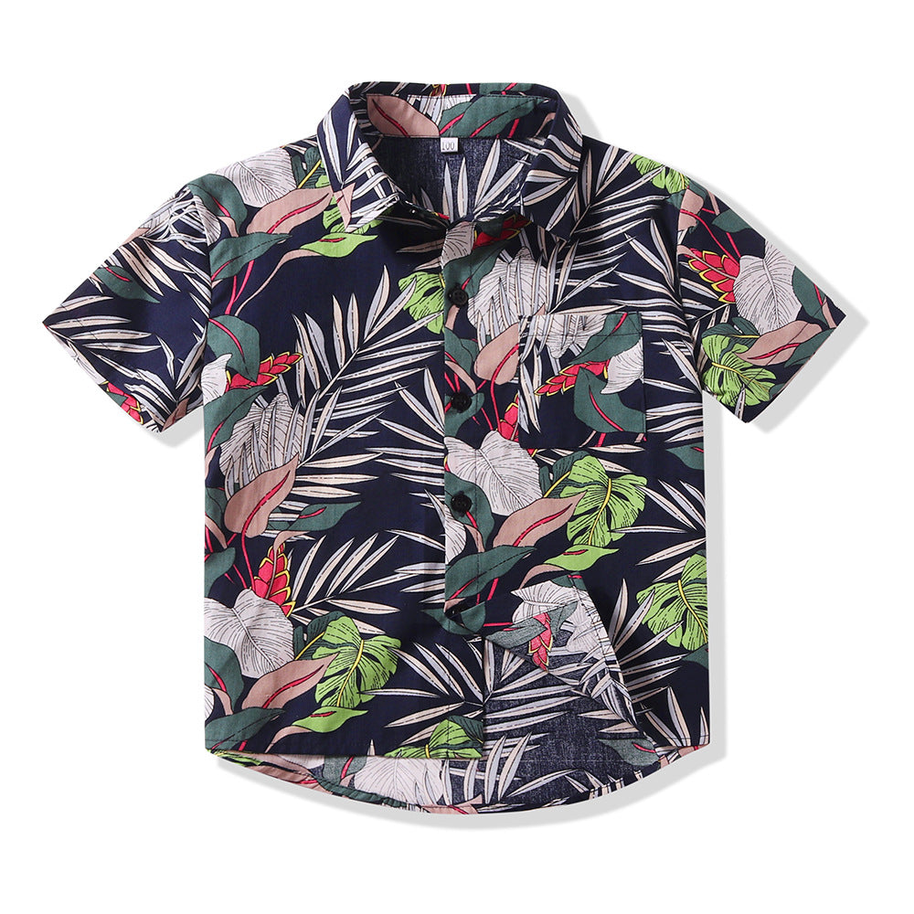 Baby Kid Boys Plant Print Shirts Wholesale 230308156