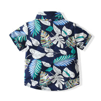 Load image into Gallery viewer, 2 Pieces Set Baby Kid Boys Plant Bow Print Shirts And Solid Color Shorts Wholesale 230308160
