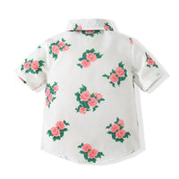 Load image into Gallery viewer, 2 Pieces Set Baby Kid Boys Flower Bow Print Shirts And Solid Color Rompers Wholesale 230308162
