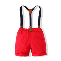 Load image into Gallery viewer, 2 Pieces Set Baby Kid Boys Flower Bow Print Shirts And Solid Color Rompers Wholesale 230308162
