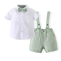 Load image into Gallery viewer, 2 Pieces Set Baby Boys Solid Color Bow Shirts And Rompers Wholesale 230308164

