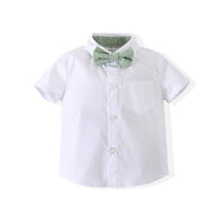 Load image into Gallery viewer, 2 Pieces Set Baby Boys Solid Color Bow Shirts And Rompers Wholesale 230308164
