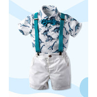 Load image into Gallery viewer, 2 Pieces Set Baby Kid Boys Dressy Dinosaur Print Shirts And Solid Color Rompers Wholesale 230308165

