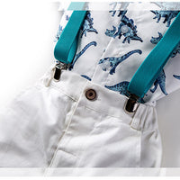 Load image into Gallery viewer, 2 Pieces Set Baby Kid Boys Dressy Dinosaur Print Shirts And Solid Color Rompers Wholesale 230308165
