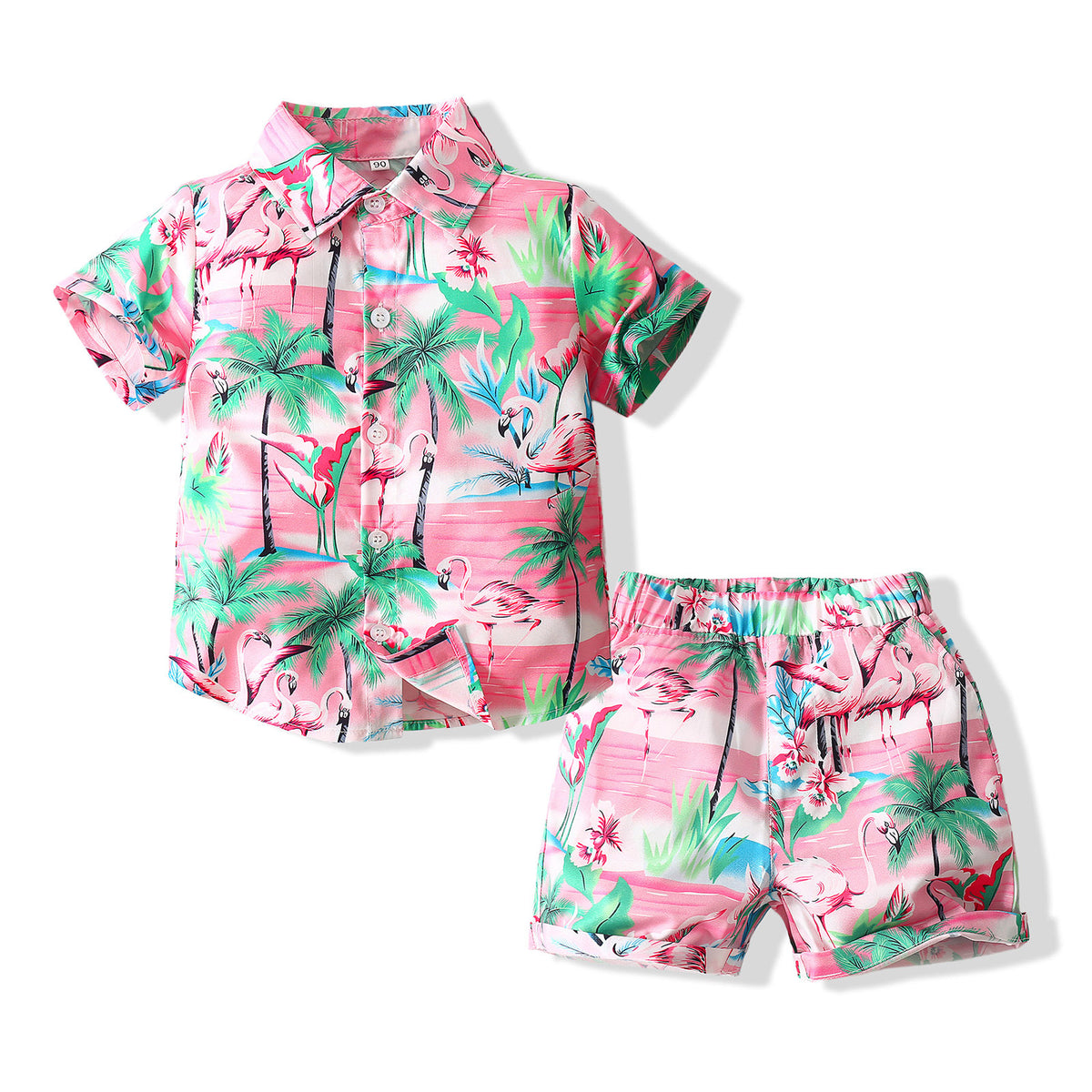 2 Pieces Set Baby Kid Boys Beach Flamingo Plant Print Shirts And Shorts Wholesale 230308167