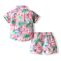 Load image into Gallery viewer, 2 Pieces Set Baby Kid Boys Beach Flamingo Plant Print Shirts And Shorts Wholesale 230308167
