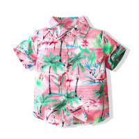 Load image into Gallery viewer, 2 Pieces Set Baby Kid Boys Beach Flamingo Plant Print Shirts And Shorts Wholesale 230308167
