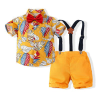 Load image into Gallery viewer, 2 Pieces Set Baby Kid Boys Bow Print Shirts And Solid Color Rompers Wholesale 230308186
