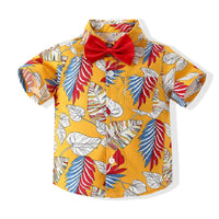 Load image into Gallery viewer, 2 Pieces Set Baby Kid Boys Bow Print Shirts And Solid Color Rompers Wholesale 230308186
