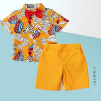 Load image into Gallery viewer, 2 Pieces Set Baby Kid Boys Bow Print Shirts And Solid Color Rompers Wholesale 230308186
