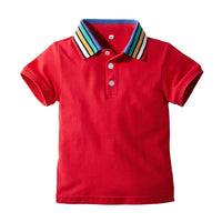 Load image into Gallery viewer, 2 Pieces Set Baby Kid Boys Striped Polo Shirts And Solid Color Shorts Wholesale 230308191
