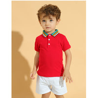 Load image into Gallery viewer, 2 Pieces Set Baby Kid Boys Striped Polo Shirts And Solid Color Shorts Wholesale 230308191
