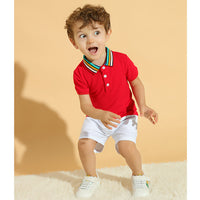 Load image into Gallery viewer, 2 Pieces Set Baby Kid Boys Striped Polo Shirts And Solid Color Shorts Wholesale 230308191
