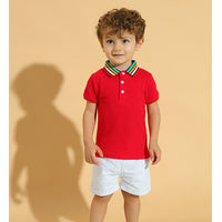 Load image into Gallery viewer, 2 Pieces Set Baby Kid Boys Striped Polo Shirts And Solid Color Shorts Wholesale 230308191
