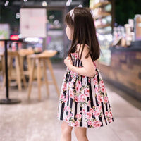 Load image into Gallery viewer, Kid Girls Striped Flower Print Dresses Wholesale 23030820
