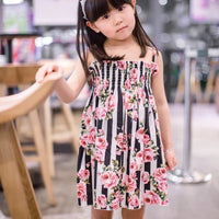 Load image into Gallery viewer, Kid Girls Striped Flower Print Dresses Wholesale 23030820
