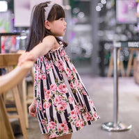 Load image into Gallery viewer, Kid Girls Striped Flower Print Dresses Wholesale 23030820
