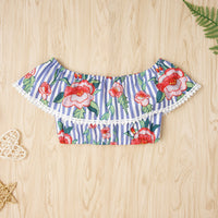 Load image into Gallery viewer, 2 Pieces Set Baby Kid Girls Flower Tops And Bow Shorts Wholesale 230308207
