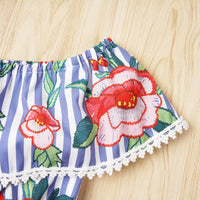 Load image into Gallery viewer, 2 Pieces Set Baby Kid Girls Flower Tops And Bow Shorts Wholesale 230308207

