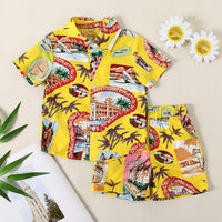 Load image into Gallery viewer, 2 Pieces Set Baby Kid Boys Tropical Print Shirts And Shorts Wholesale 230308210
