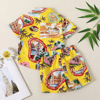 Load image into Gallery viewer, 2 Pieces Set Baby Kid Boys Tropical Print Shirts And Shorts Wholesale 230308210
