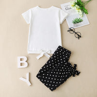 Load image into Gallery viewer, 2 Pieces Set Kid Girls Solid Color Print T-Shirts And Polka dots Pants Wholesale 230308220
