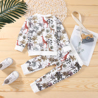 Load image into Gallery viewer, 2 Pieces Set Baby Kid Unisex Animals Cartoon Print Hoodies Sweatshirts And Pants Wholesale 230308243
