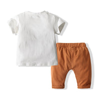 Load image into Gallery viewer, 2 Pieces Set Baby Kid Unisex Letters T-Shirts And Solid Color Ribbon Shorts Wholesale 23030827
