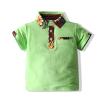 Load image into Gallery viewer, 2 Pieces Set Baby Kid Boys Flower Print Polo Shirts And Shorts Wholesale 230308278

