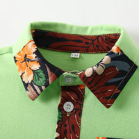 Load image into Gallery viewer, 2 Pieces Set Baby Kid Boys Flower Print Polo Shirts And Shorts Wholesale 230308278
