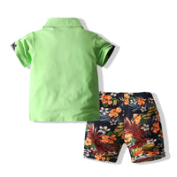 Load image into Gallery viewer, 2 Pieces Set Baby Kid Boys Flower Print Polo Shirts And Shorts Wholesale 230308278
