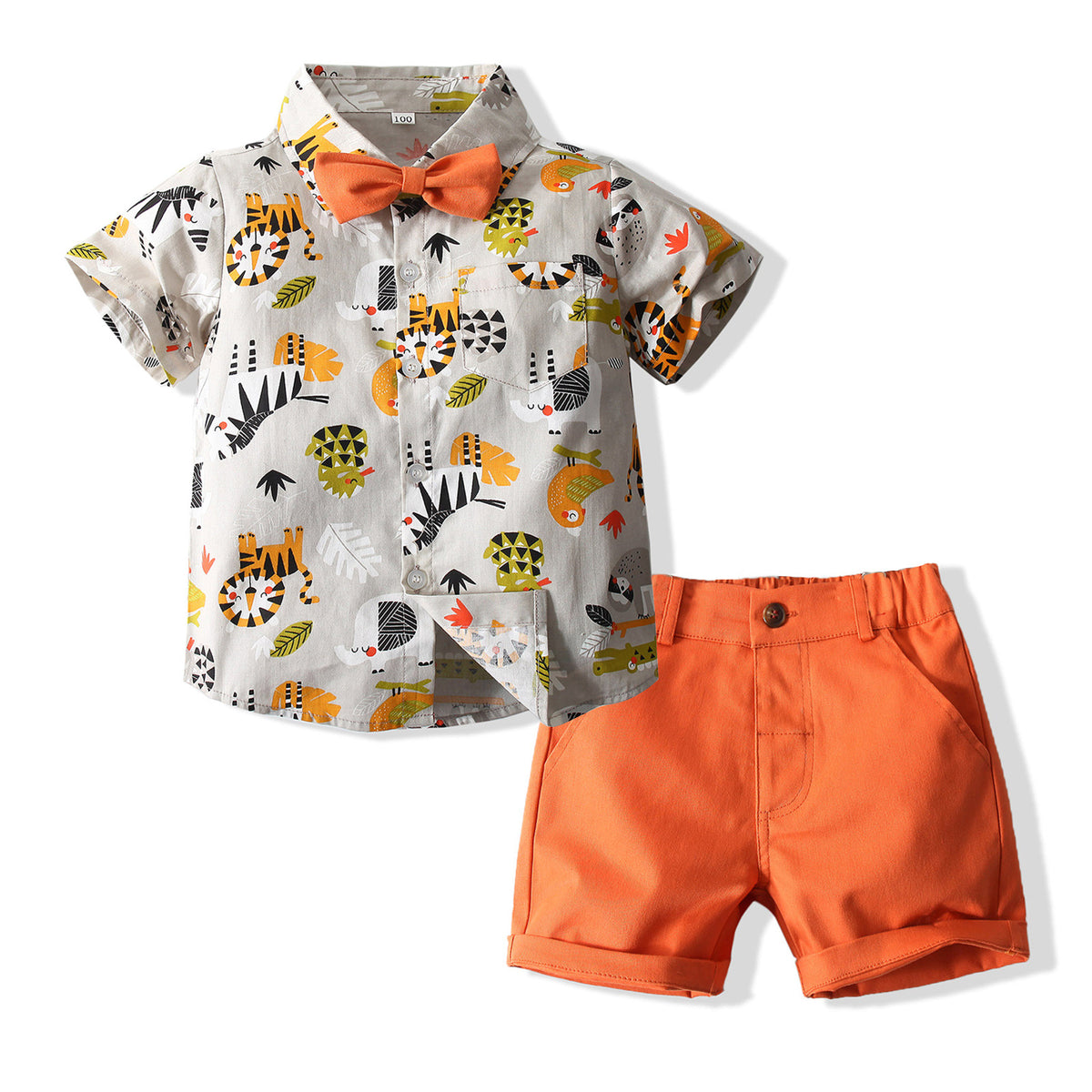 2 Pieces Set Baby Kid Boys Animals Print Shirts And Solid Color Shorts Wholesale 230308279