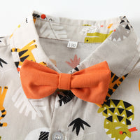 Load image into Gallery viewer, 2 Pieces Set Baby Kid Boys Animals Print Shirts And Solid Color Shorts Wholesale 230308279
